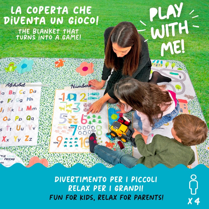 Perletti Travel Montessori hry 200×200 cm – vodoodpudivá pikniková deka Perletti Travel Montessori hry 200×200 cm – vodoodpudivá pikniková deka