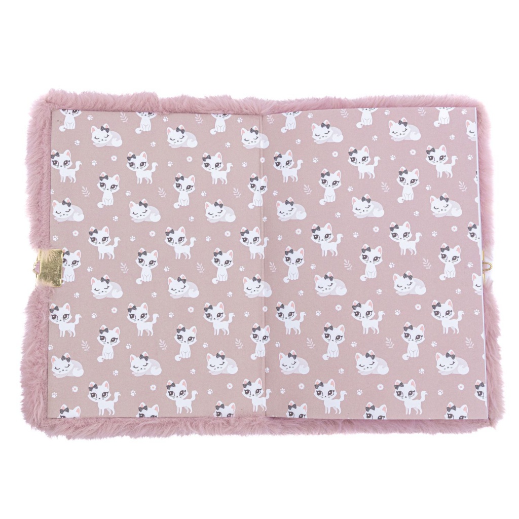 Roztomilý zápisník ASTRAPAP FLUFFY KITTY formátu A5 s motívom mačičky. Obsahuje 96 listov linkovaného papiera (70g) a praktický 