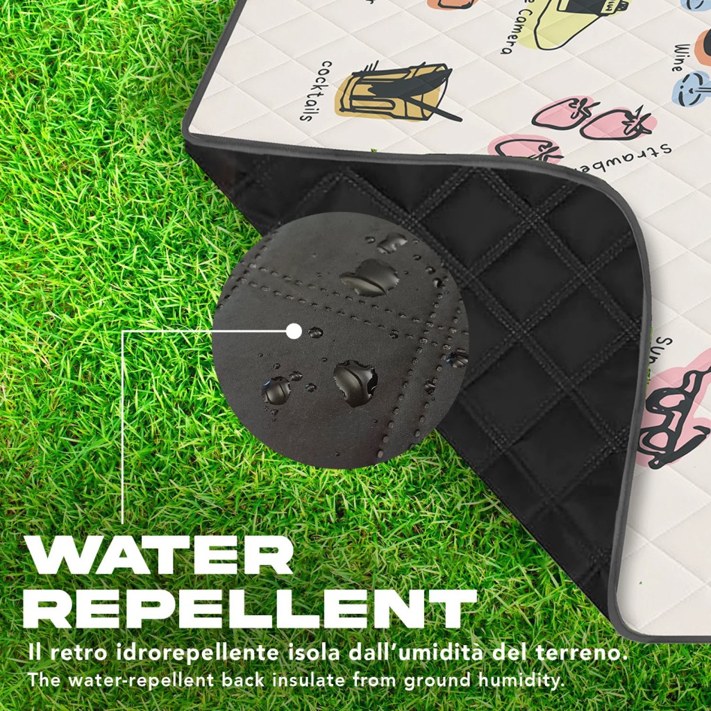 Perletti Travel – Essentials je extra velká deka určená pro rodinné výlety a venkovní dobrodružství až pro čtyři osoby. Spodní