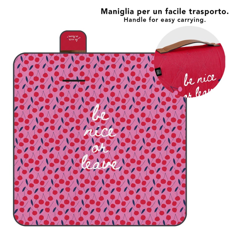 Perletti Travel Cherry 200×200 cm – veľká nepremokavá pikniková deka Perletti Travel Cherry 200×200 cm – veľká nepremokavá pikniková deka