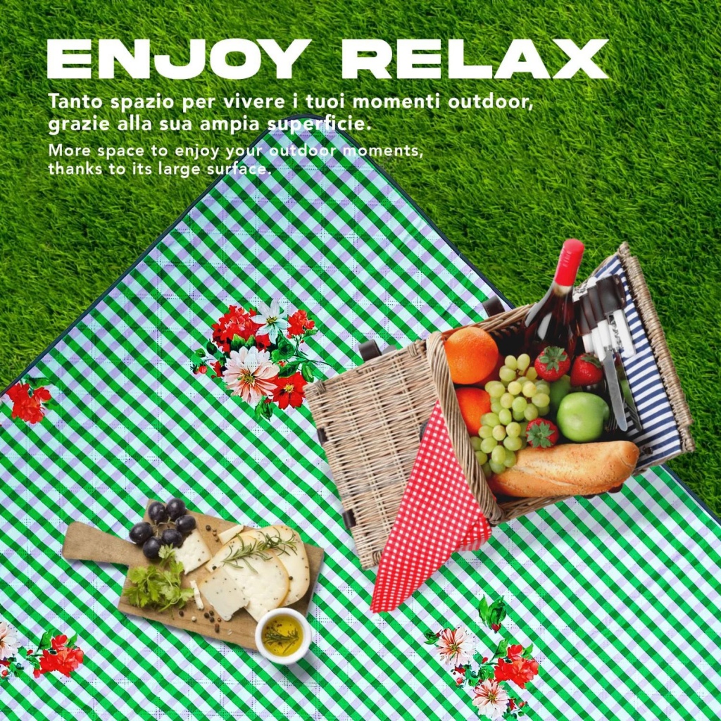 Perletti Travel – Vichy Floreale je extra velká deka ideální pro rodinné pikniky a venkovní aktivity až pro čtyři osoby. Vrchní