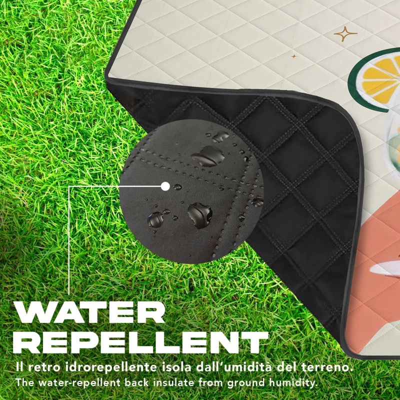 Perletti Travel Gin & Tonic 200×200 cm – vodoodpudivá pikniková deka Perletti Travel Gin & Tonic 200×200 cm – vodoodpudivá pikniková deka