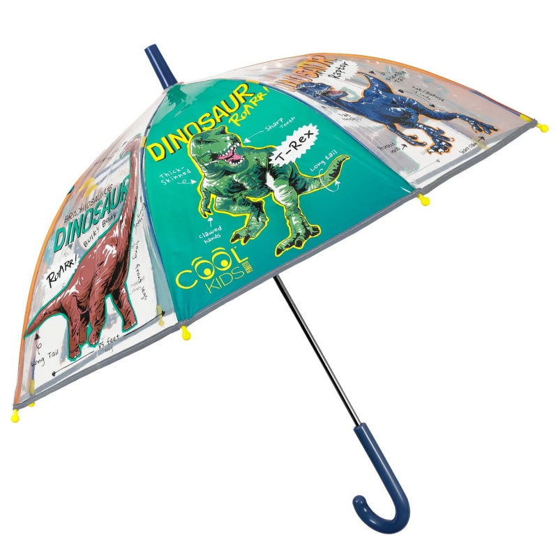Perletti Cool Kids „Dinosaur“ 70 cm – reflexný transparentný dáždnik Perletti Cool Kids „Dinosaur“ 70 cm – reflexný transparentný dáždnik