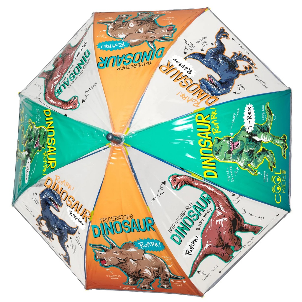 Perletti Cool Kids „Dinosaur“ 70 cm – reflexný transparentný dáždnik