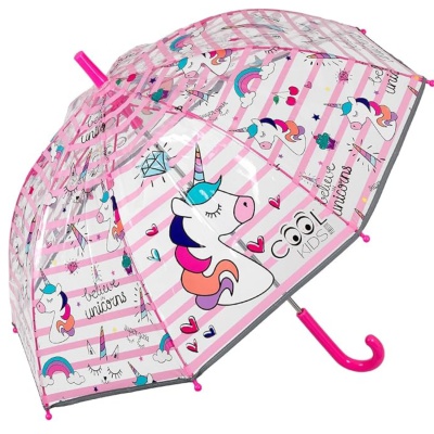 Perletti Cool Kids Unicorn 70 cm – reflexný transparentný dáždnik