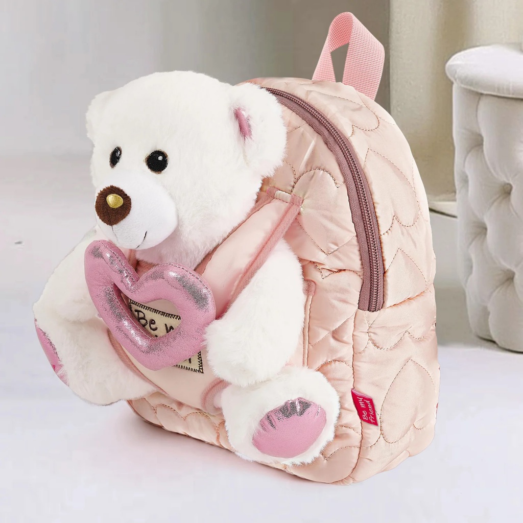 Perletti Toys Ľadový medveď 27×21×9 cm – detský batôžtek s plyšákom