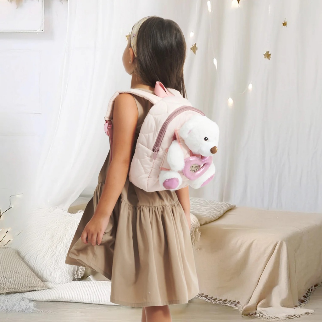 Perletti Toys Ľadový medveď 27×21×9 cm – detský batôžtek s plyšákom