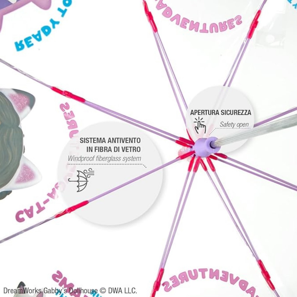 Perletti Kids Gabby's Dollhouse 74 cm – transparentní deštník