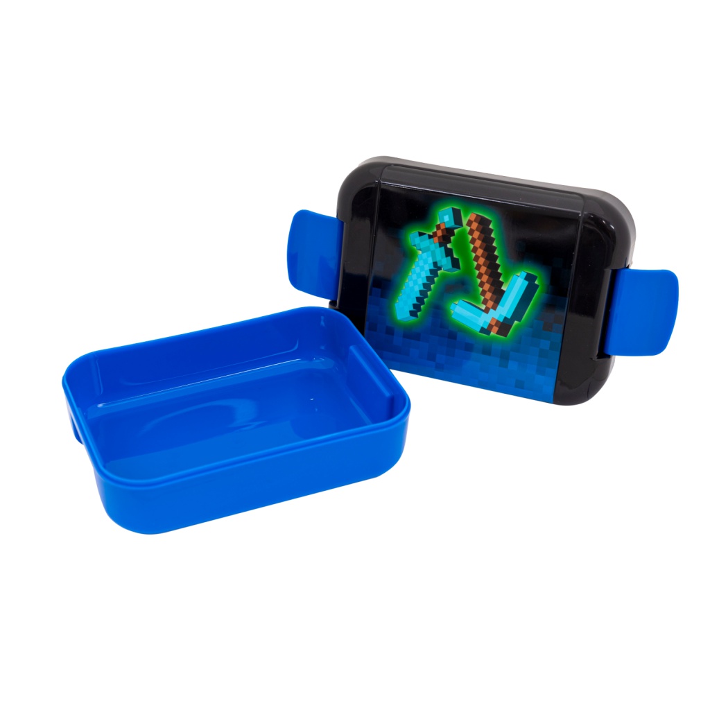 Plastový box na desiatu AquaPure BLUE PIXEL, 450 ml – box bez BPA pre deti