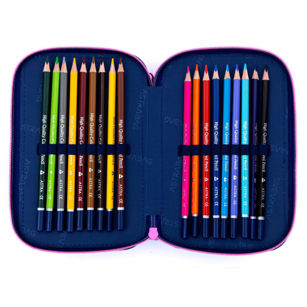 Třípatrový penál AstraBAG s kompletní náplní kvalitních psacích potřeb je perfektním řešením pro školáky. S tímto p