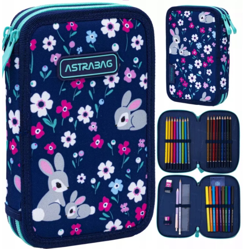 Dvojitý vybavený penál ASTRABAG se stylovým designem. Obsahuje dvě přihrádky s organizérem. Kompletně vybavený PREMIUM psac Dvojitý vybavený penál ASTRABAG se stylovým designem. Obsahuje dvě přihrádky s organizérem. Kompletně vybavený PREMIUM psac
