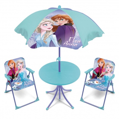 Kempingová sada pro děti DISNEY FROZEN (WD12996) – stůl, židle a slunečník