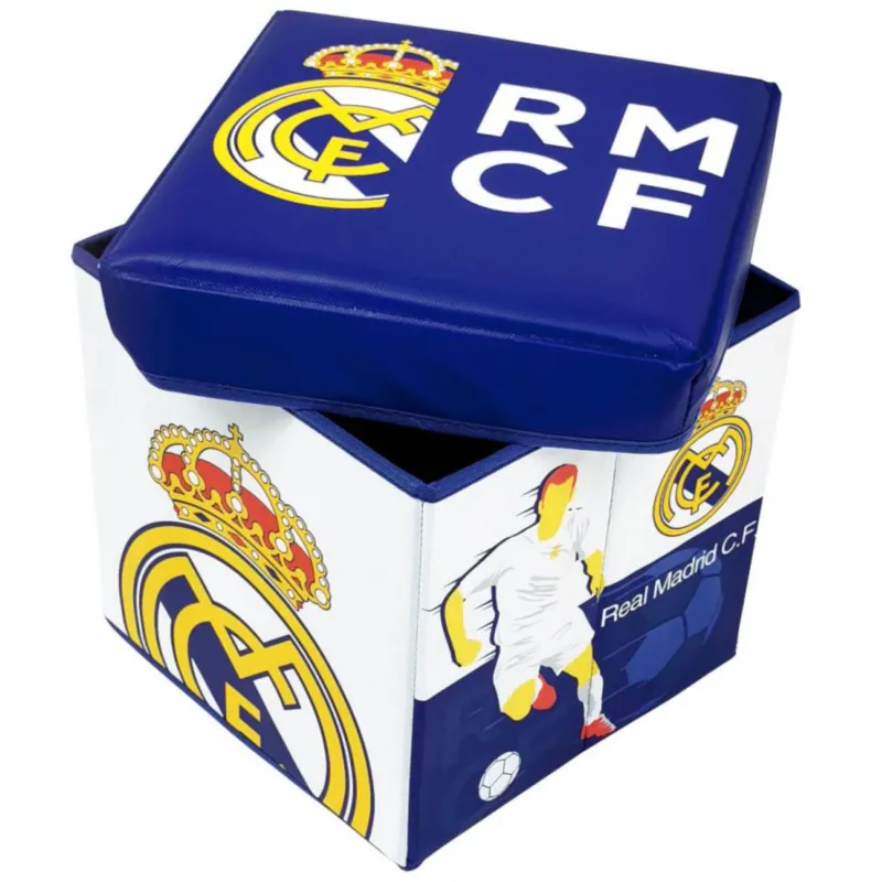 Úložný box s vrchnákom / taburetka 2v1 Real Madrid – box na hračky pre deti Úložný box s vrchnákom / taburetka 2v1 Real Madrid – box na hračky pre deti