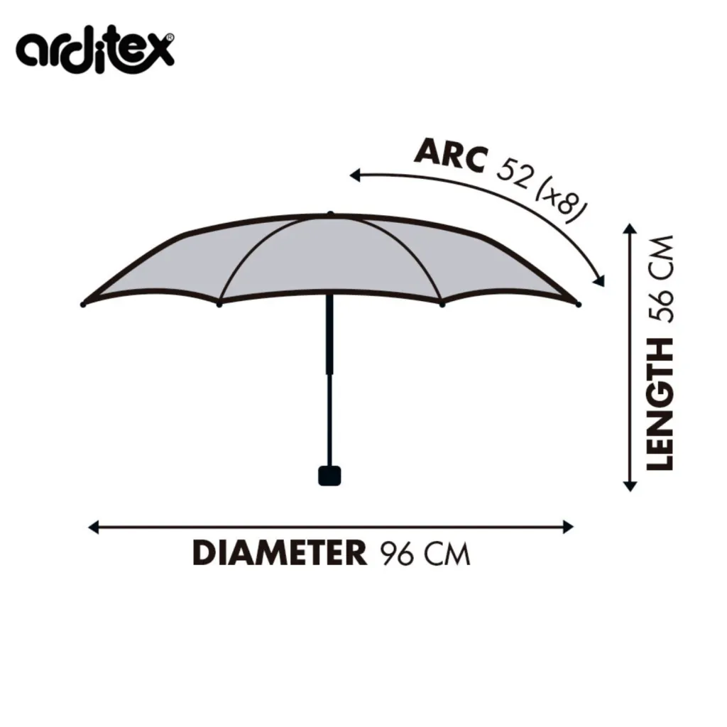 Skládací deštník FC Barcelona, oficiální design. Průměr 96 cm, manuální otevírání, odolný vůči větru.