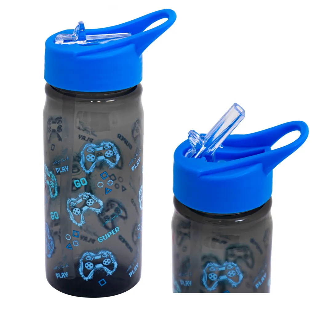 Plastová fľaša s výsuvnou slamkou AquaPure GO PLAYING, 450 ml – fľaša bez BPA