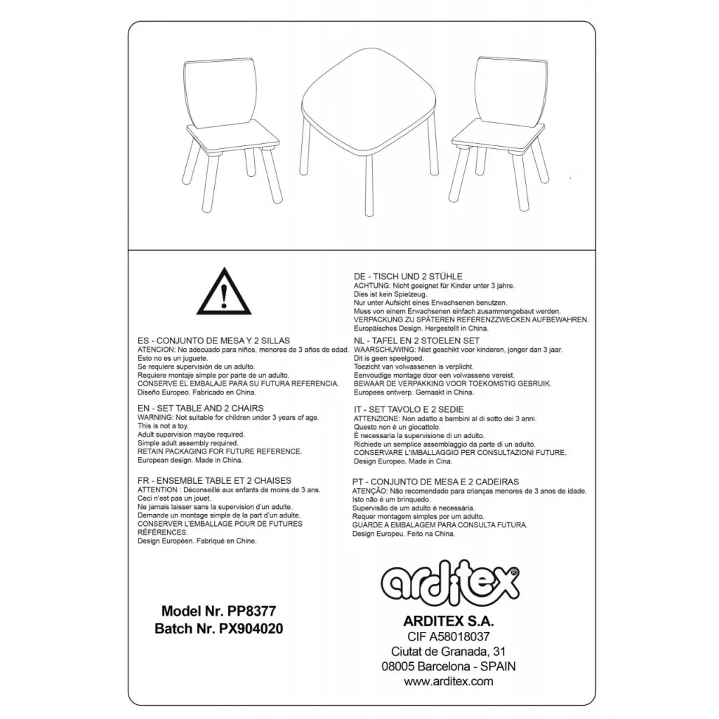 Detský drevený stolík + 2 stoličky Arditex Kids – praktický nábytok do detskej izby