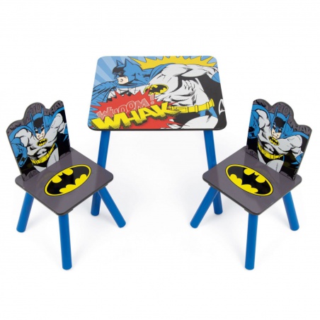 Detský drevený stolík + 2 stoličky Batman – praktický nábytok do detskej izby