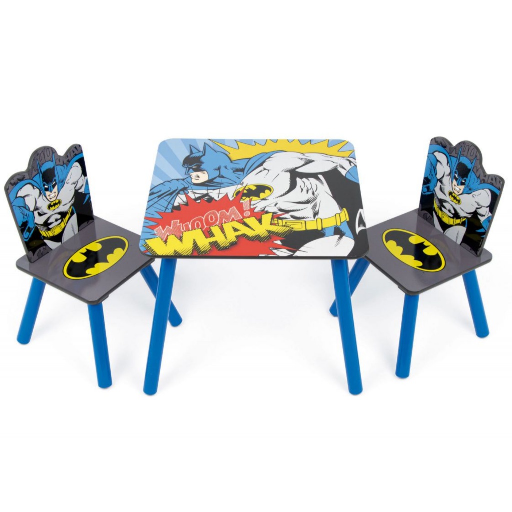 Detský drevený stolík + 2 stoličky Batman – praktický nábytok do detskej izby