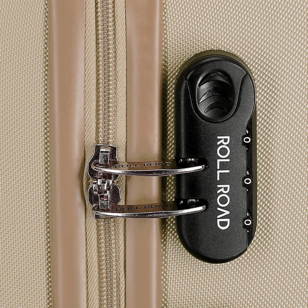 Sada ABS cestovných kufrov ROLL ROAD Flex Champagne – 3 veľkosti s otočnými kolieskami, 5849465