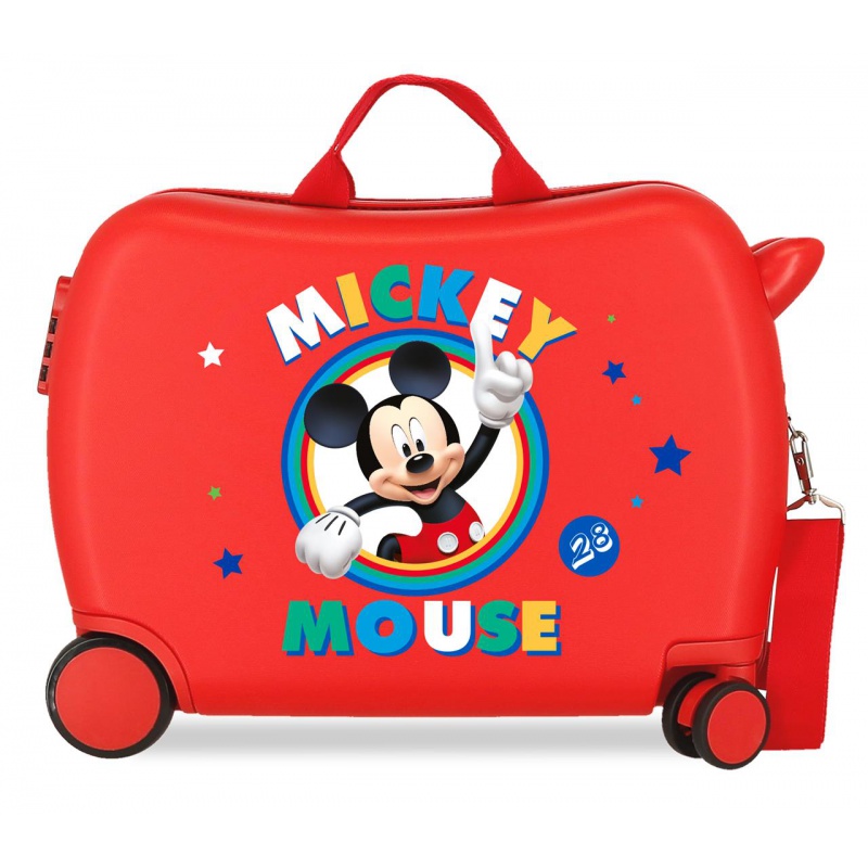 Detský cestovný kufor MICKEY MOUSE Circle Red, 34L – Multifunkčný kufor a odrážadlo Detský cestovný kufor MICKEY MOUSE Circle Red, 34L – Multifunkčný kufor a odrážadlo