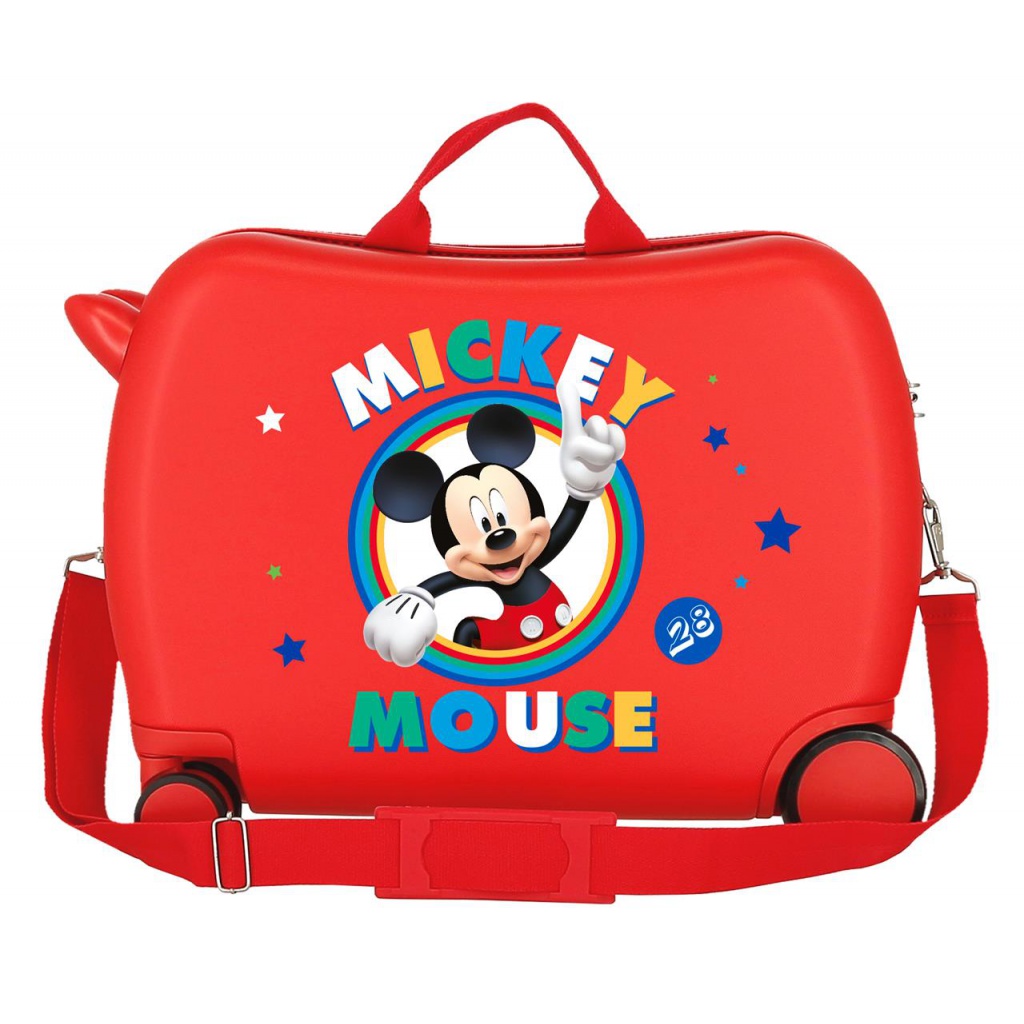 Detský cestovný kufor MICKEY MOUSE Circle Red, 34L – Multifunkčný kufor a odrážadlo