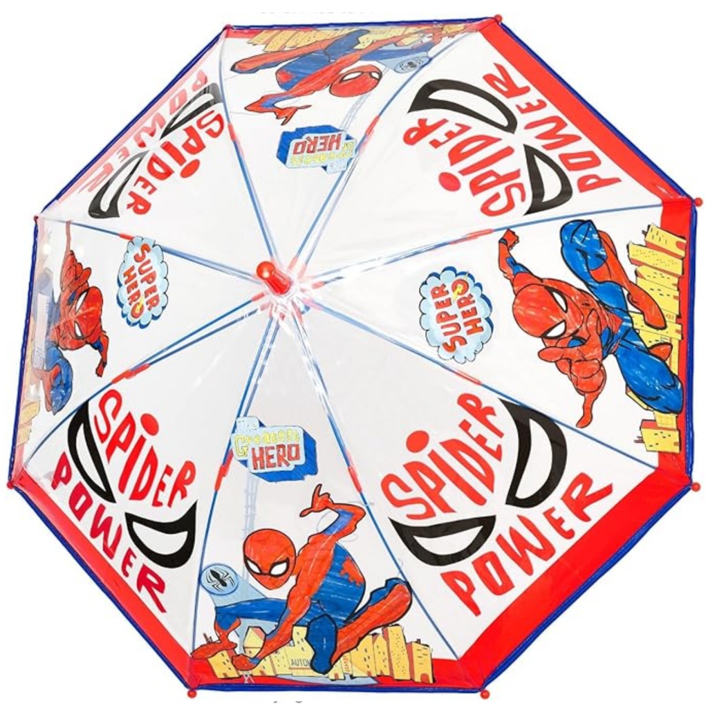 Dětský průhledný deštník Perletti Kids Spiderman 75338, průměr 83 cm, délka 65 cm, váha 225 g.