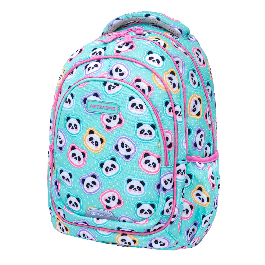 Školský batoh AstraBAG MINTY PANDAS – dievčenský, 20L, 39×28×15 cm