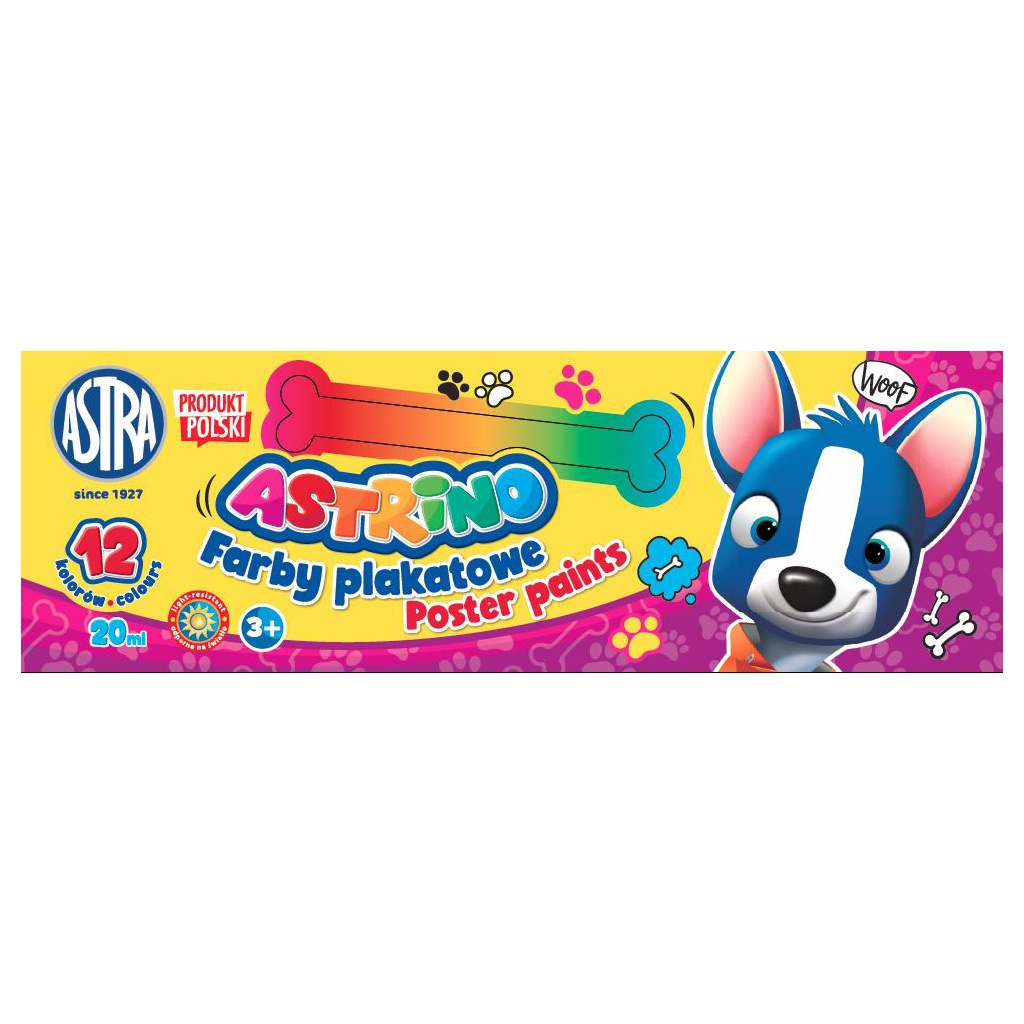 Školské temperové farby Astrino 12×20 ml – základná sada pre deti