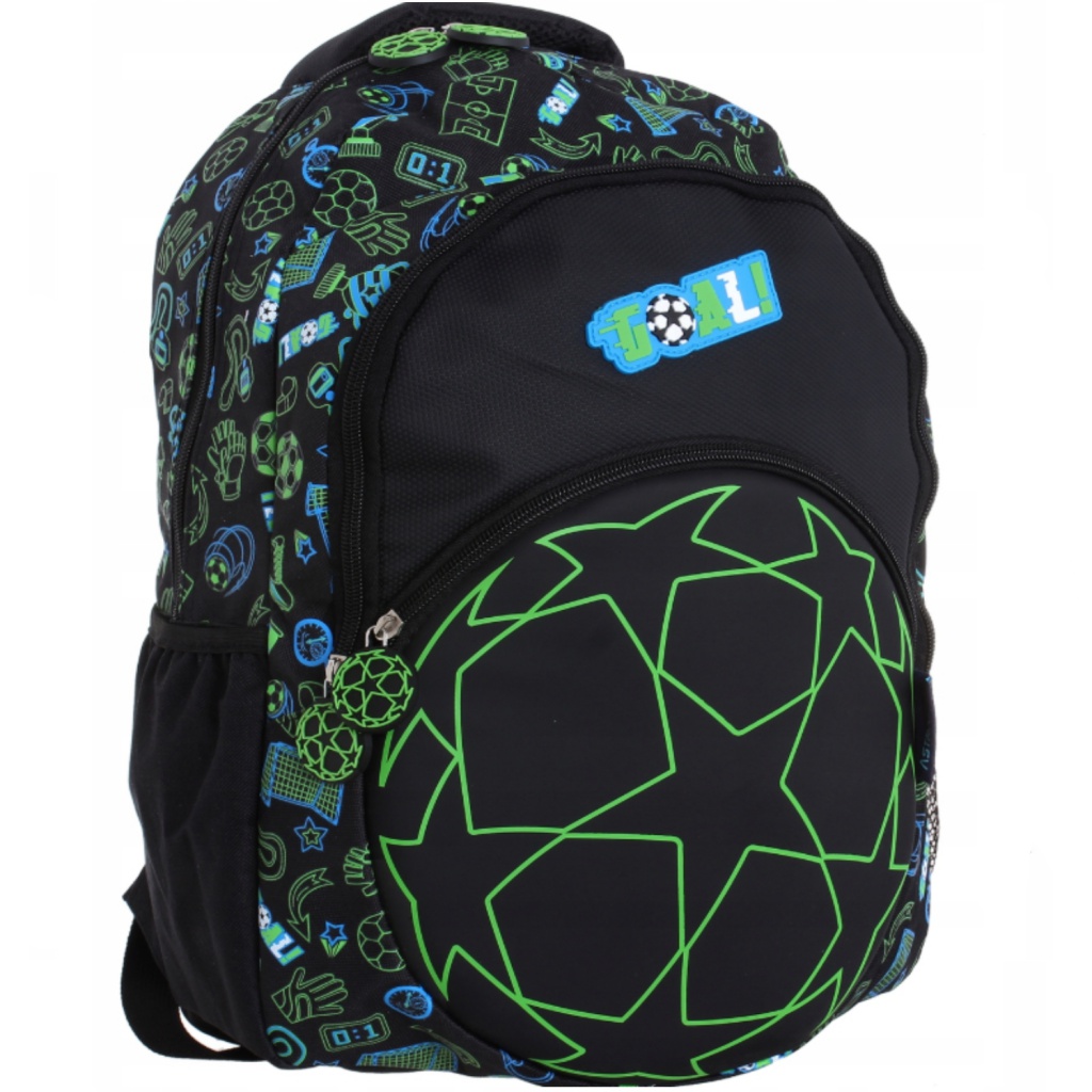 Školský batoh AstraBAG GOAL! ⚽ zelený – športový dizajn, 2 komory, priehradka na notebook