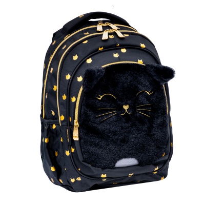 Školský batoh FLUFFY KITTY BLACK s ergonomickým chrbtom a reflexnými prvkami. Obsahuje 3 priehradky a 2 vonkajšie vrecká. Vyrobe Školský batoh FLUFFY KITTY BLACK s ergonomickým chrbtom a reflexnými prvkami. Obsahuje 3 priehradky a 2 vonkajšie vrecká. Vyrobe