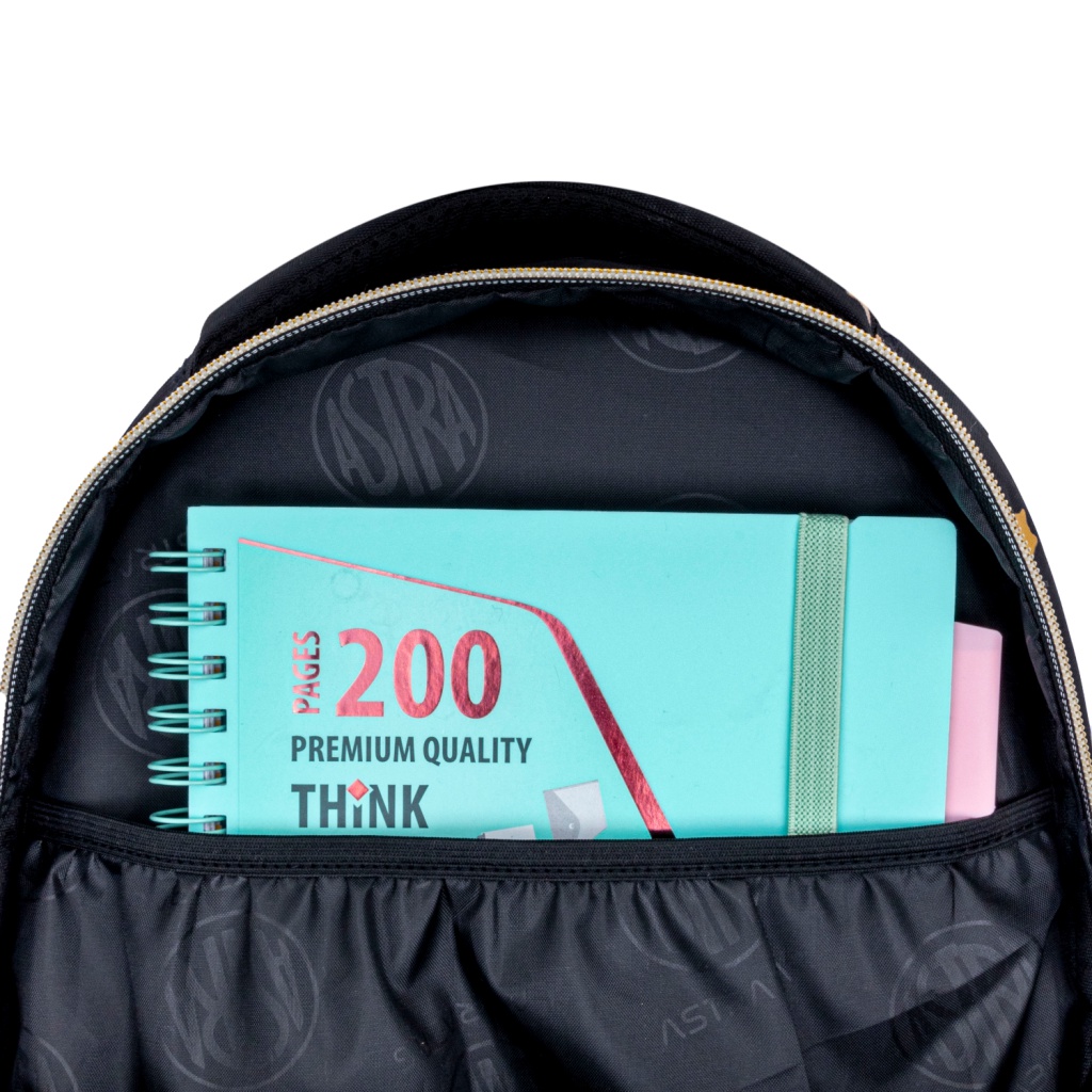 Školský batoh pre prvý stupeň AstraBAG FLUFFY KITTY BLACK – ergonomický, reflexný, 502025021