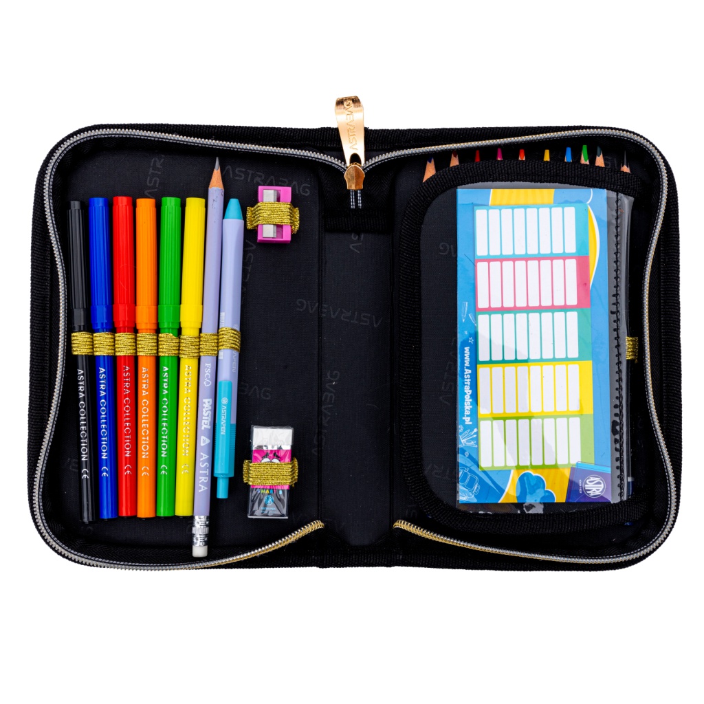 Vyklápací peračník AstraBAG s kompletnou výbavou kvalitných písacích potrieb. Ideálny pre prvý stupeň ZŠ. Ušetrite čas a získajt