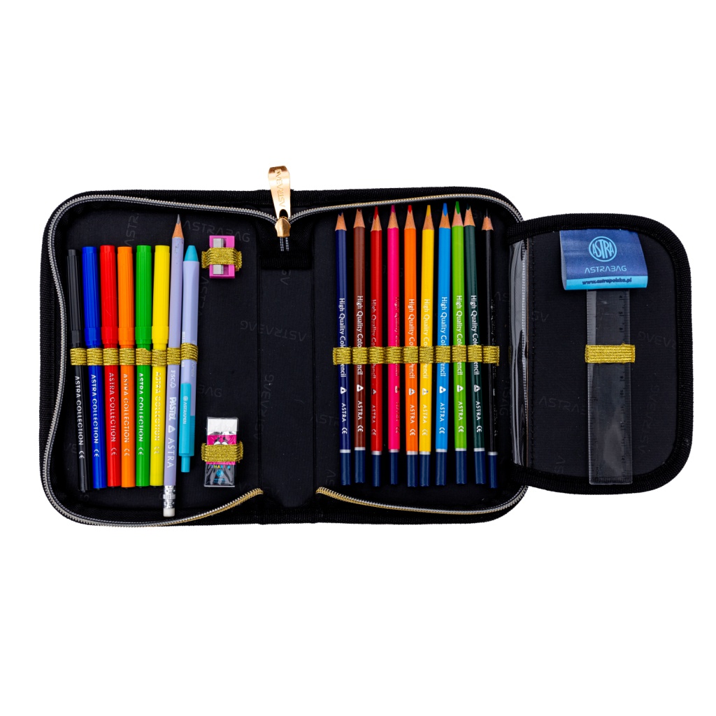 Vyklápací peračník AstraBAG s kompletnou výbavou kvalitných písacích potrieb. Ideálny pre prvý stupeň ZŠ. Ušetrite čas a získajt