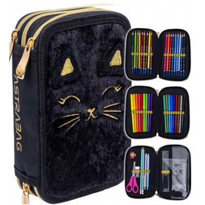 Trojposchodový peračník AstraBAG FLUFFY KITTY BLACK – s výbavou, 503025027 Trojposchodový peračník AstraBAG FLUFFY KITTY BLACK – s výbavou, 503025027