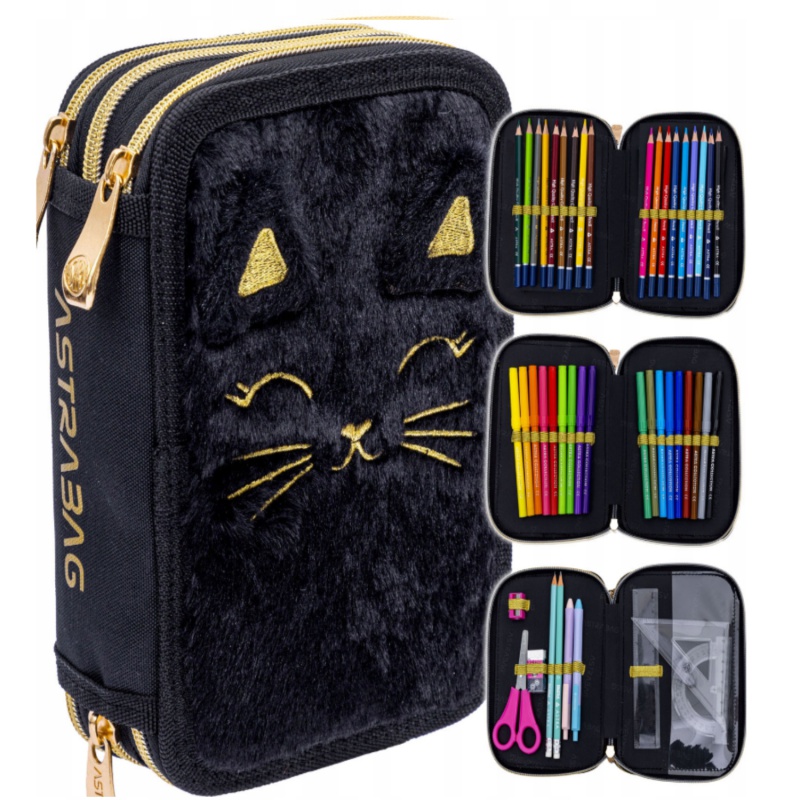 Trojposchodový peračník AstraBAG FLUFFY KITTY BLACK – s výbavou, 503025027 Trojposchodový peračník AstraBAG FLUFFY KITTY BLACK – s výbavou, 503025027