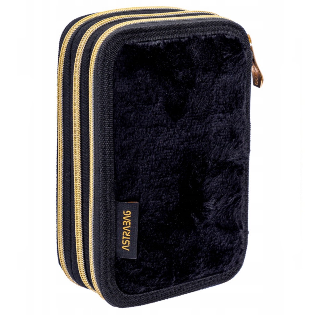 Třípatrový penál AstraBAG FLUFFY KITTY BLACK – s výbavou, 503025027