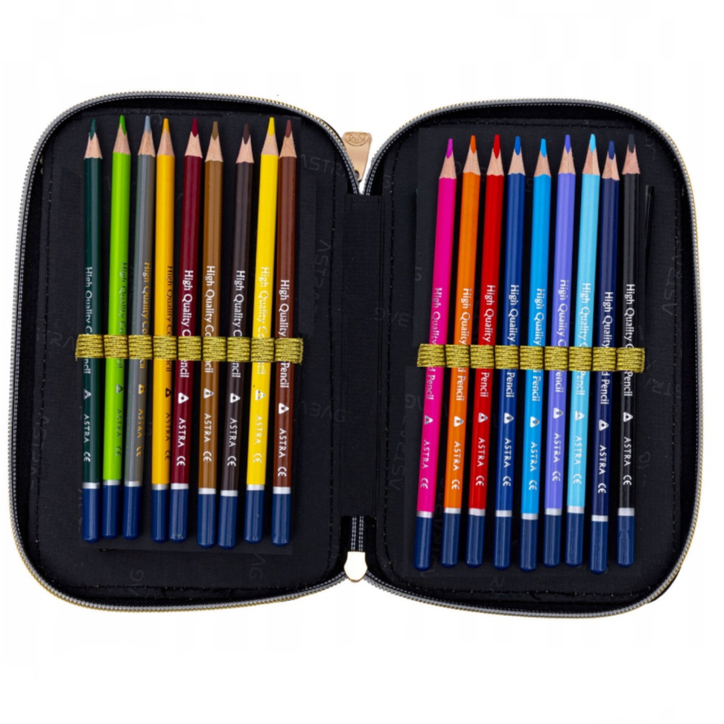 Trojposchodový peračník AstraBAG FLUFFY KITTY BLACK – s výbavou, 503025027