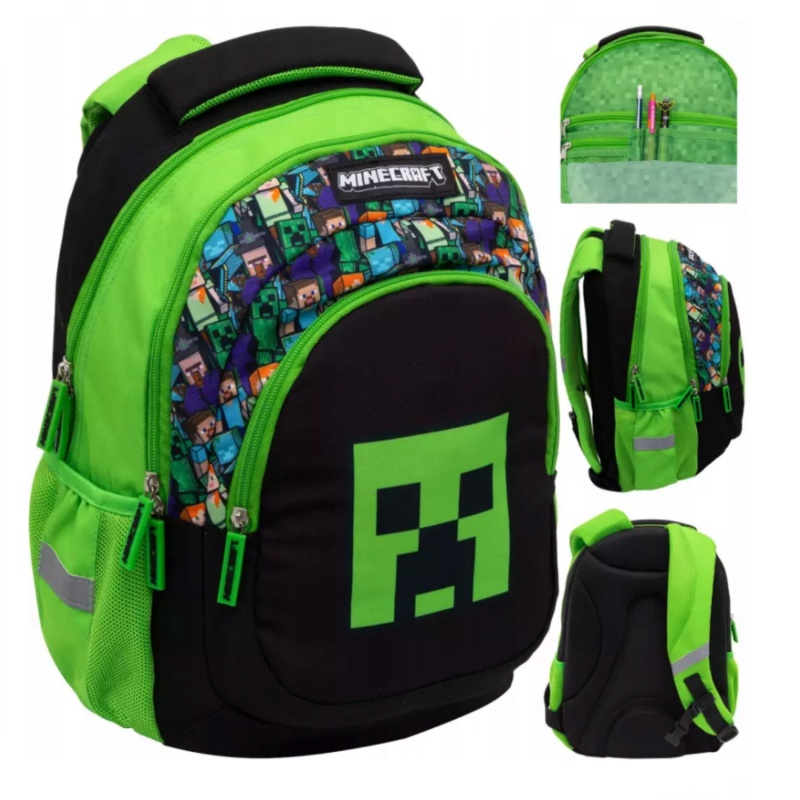 Školský batoh MINECRAFT s ergonomickým chrbtom a reflexnými prvkami. Obsahuje 3 priehradky a 2 vonkajšie vrecká. Vyrobený z nepr Školský batoh MINECRAFT s ergonomickým chrbtom a reflexnými prvkami. Obsahuje 3 priehradky a 2 vonkajšie vrecká. Vyrobený z nepr