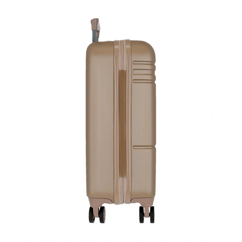 Malý skořepinový kufr Movem Galaxy Champagne - ideální společník na víkendové výlety. Rozměry 55 × 40 × 20 cm, objem 37 L, čísel Malý skořepinový kufr Movem Galaxy Champagne - ideální společník na víkendové výlety. Rozměry 55 × 40 × 20 cm, objem 37 L, čísel