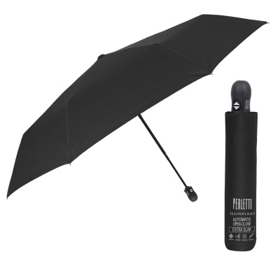 Perletti dáždnik Extra Piatto Black – skladací, plnoautomatický, vetruvzdorný