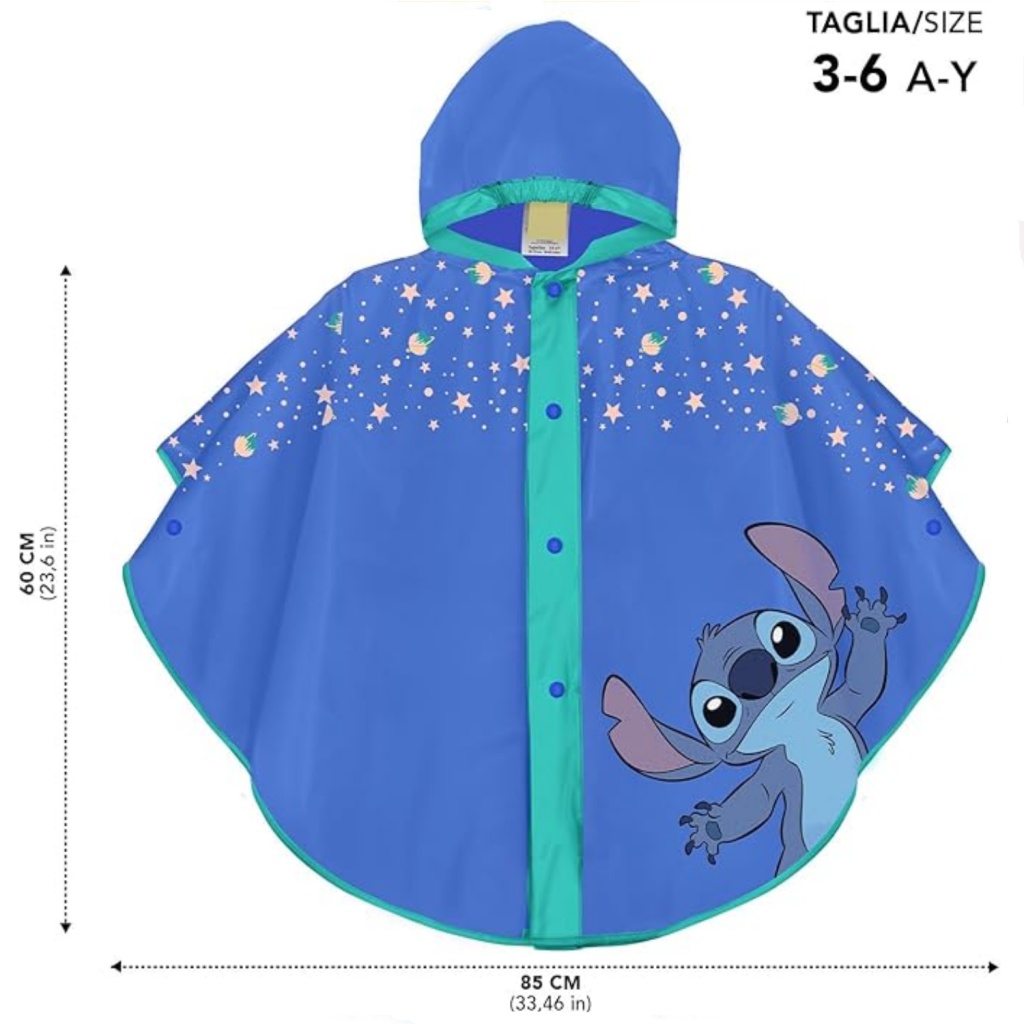 Detský pršiplášť Perletti Kids Lilo & Stitch – pončo 3–6 rokov, modré EVA