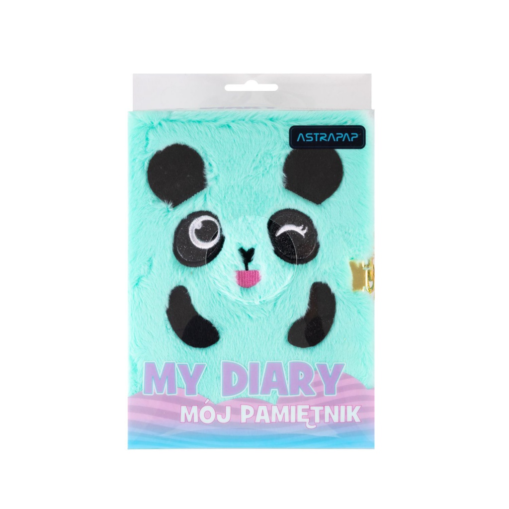 Zápisník AstraPAP MINTY PANDAS – A5, so zámkom, plyšový obal