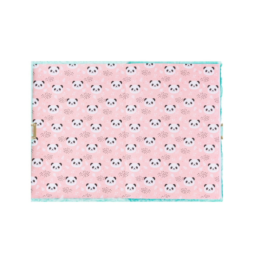 Zápisník AstraPAP MINTY PANDAS – A5, so zámkom, plyšový obal