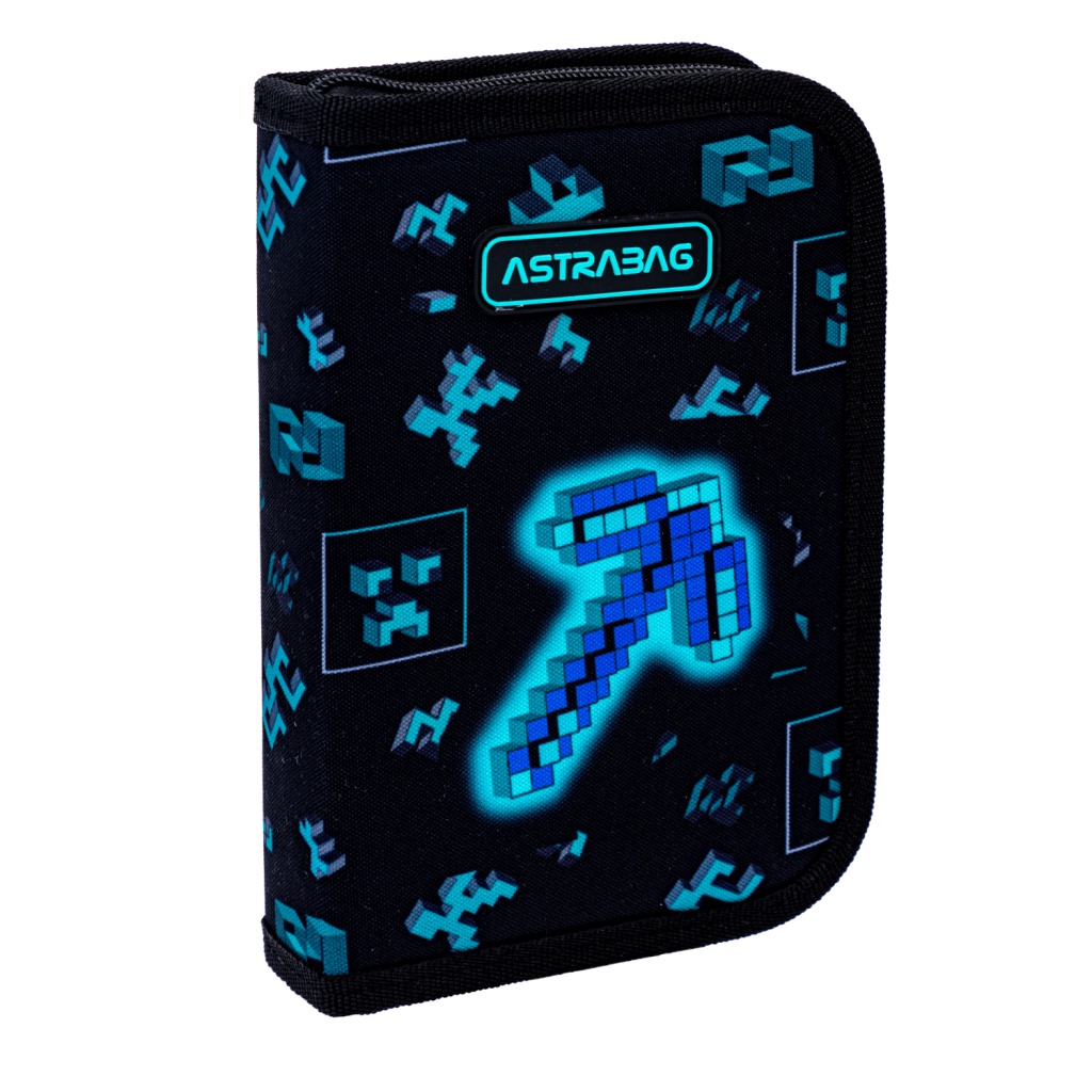 Vyklápací peračník s náplňou AstraBAG DARK PIXEL ✓ Školská výbava pre hráčov ✓