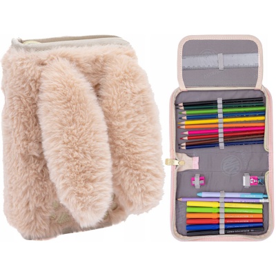 Vyklápací peračník FLUFFY BUNNY s výbavou ✓ Mäkký školský peračník s uškami Vyklápací peračník FLUFFY BUNNY s výbavou ✓ Mäkký školský peračník s uškami