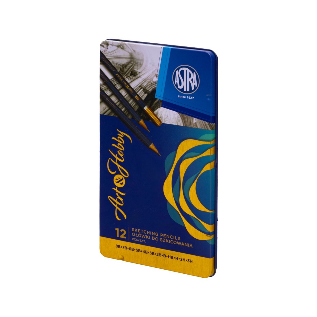 ARTEA Umělecké skicovací tužky v plechové krabičce, sada 12ks, 8B - 3H, 206120013