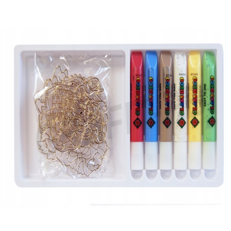 AMOS Glass Deco Sun Deco Christmas – Vianočná kreatívna sada, 6x10,5 ml + 6 šablón