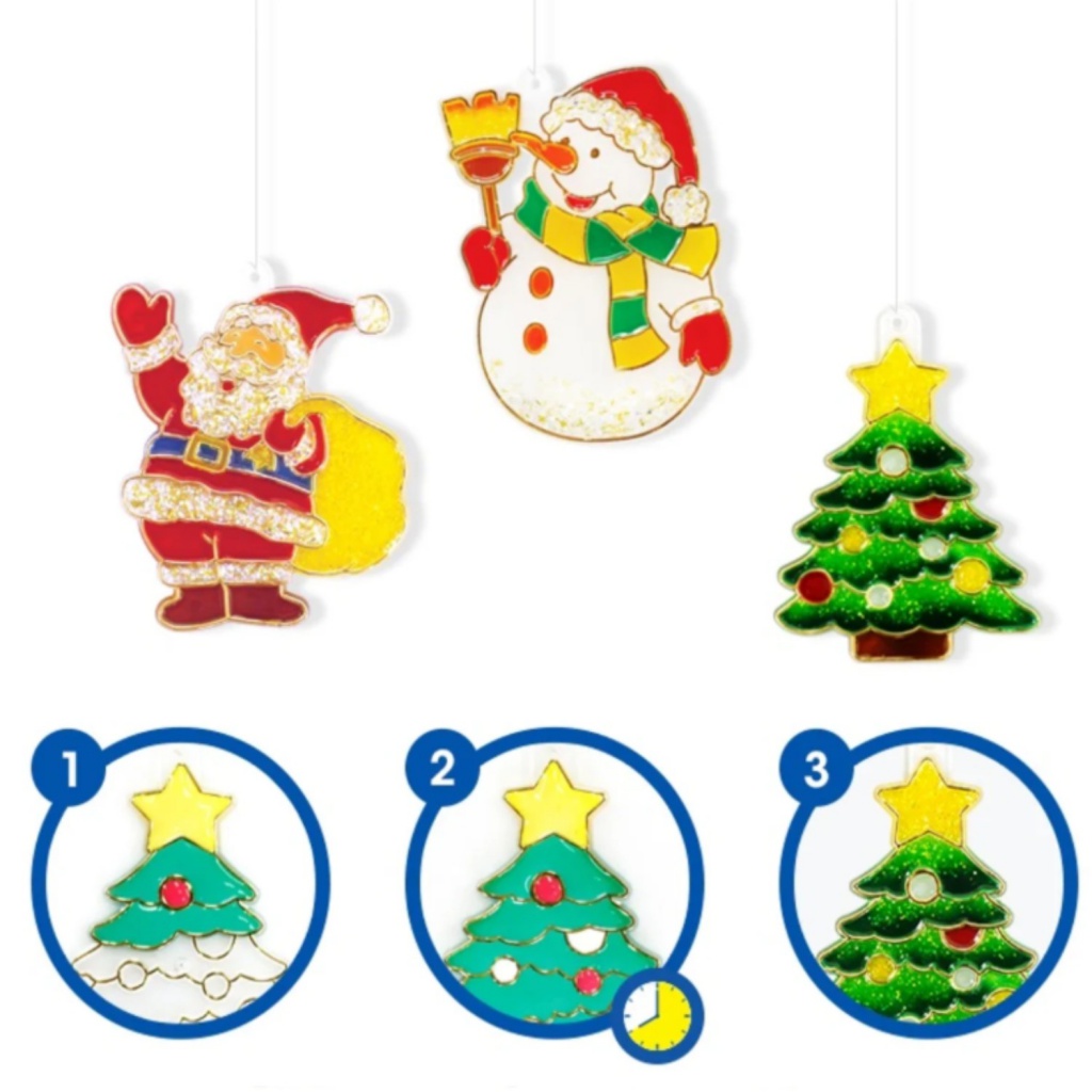 Vitrážové farby AMOS Sun Deco Christmas – 10 farieb + 12 vitráží 🎄