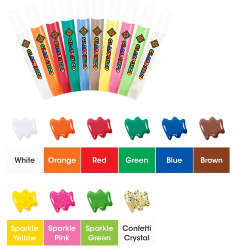 Vitrážové farby AMOS Sun Deco Christmas – 10 farieb + 12 vitráží 🎄