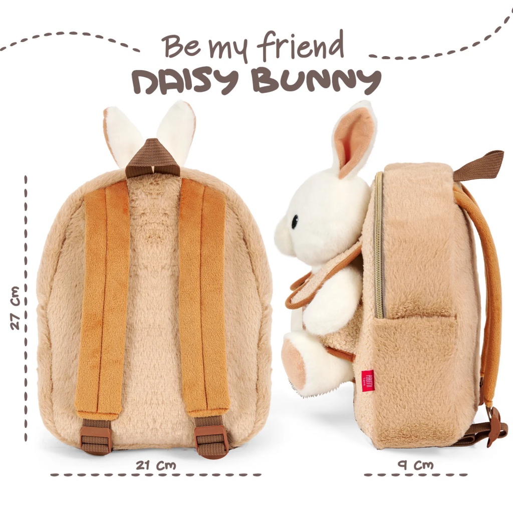 Roztomilý dětský batoh Perletti Be My Friend Daisy Bunny je ideálním společníkem pro každodenní dobrodružství. Přední část zdobí